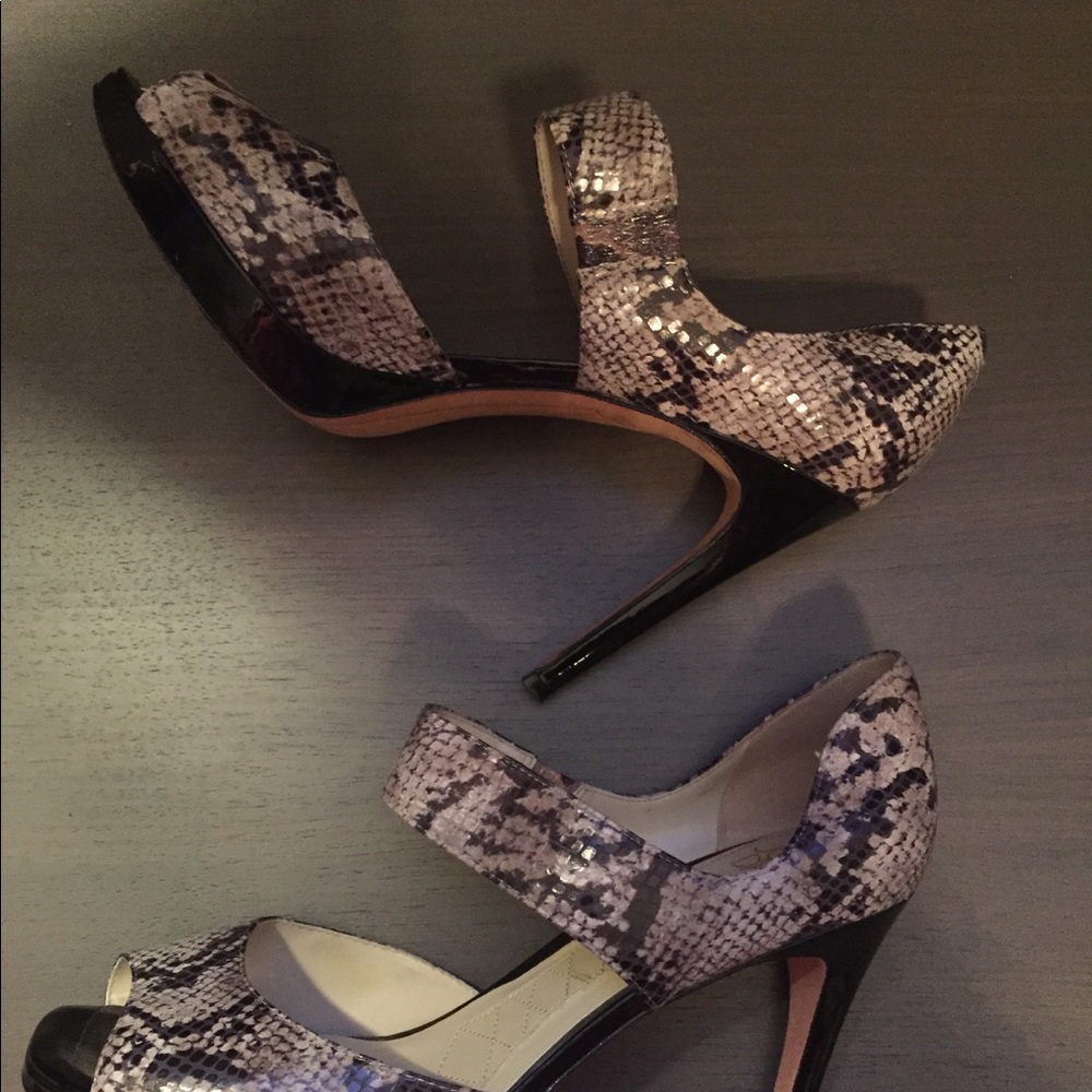Gorgeous Leather Python Print Platform Sandals - image 1